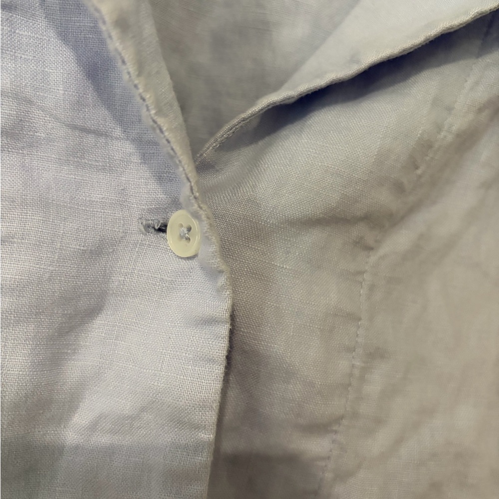 Quince 100% European Linen Short Sleeve Shirt Light Blue Size Med Cool Light - Picture 4 of 8